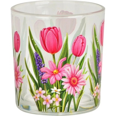 Sklenený svietnik na čajovú sviečku Tulipány 8 cm - G.Wurm