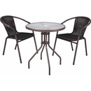 Bistro stolek se skleněnou deskou a 2 židle z polyratanu Garth KK-D02345
