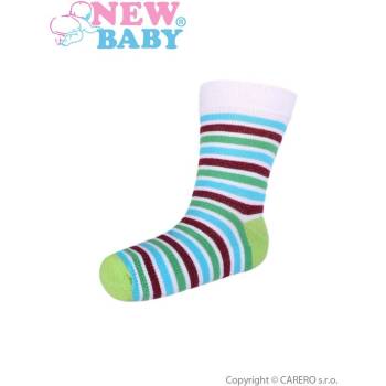 New Baby dětské pruhované ponožky zeleno-hnědé