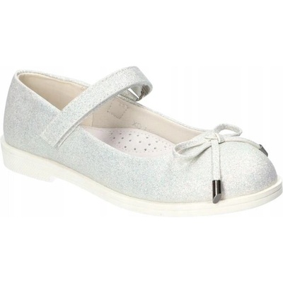 American Club detské balerínkové topánky xd119 kožená stielka strieborná