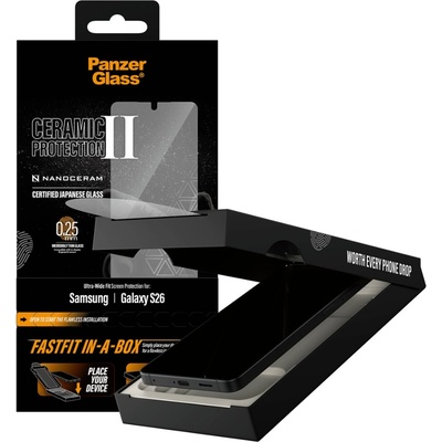 Panzer Стъклен протектор PanzerGlass за Samsung Galaxy S26, Ceramic, Ultra-Wide Fit w. FASTFIT IN-A-BOX