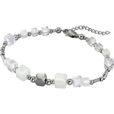 Free Style náramok z chirurgickej ocele a sklenených korálikov BSS814WH