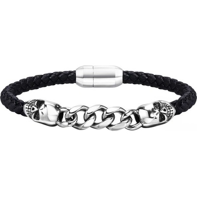Titan Jewerly pánský ocelový proplétaný náramek Skull Černý BR-1466s2