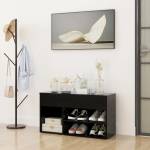 vidaXL Пейка за обувки, черна, 80x30x45 см, инженерно дърво (808748)