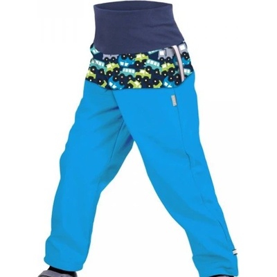 Unuo dětské softshellové kalhoty BATOLE Autíčka tyrkysová