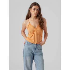 Vero Moda Къса блуза Vero Moda Women's Knitted Short-Sleeve Crop Top - Mock Orange