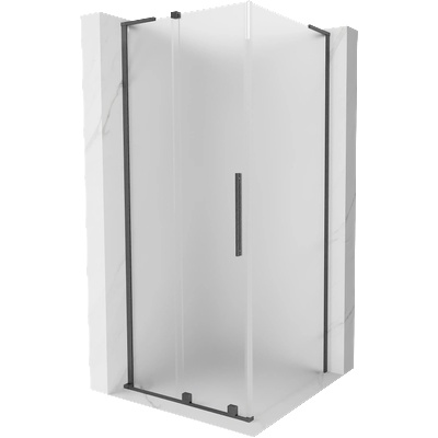 Mexen Velar L плъзгаща се душ кабина 100 x 100 см, матирана, четкано сиво - 871-100-100-33-66 (871-100-100-33-66)