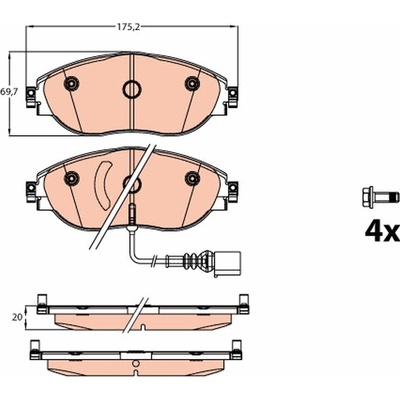 Sada brzdových platničiek, vždy 4 kusy v sade TRW GDB2114