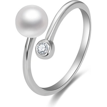 Beneto stříbrný prsten s pravou perlou a zirkonem AGG469P