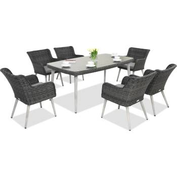 Garden Point Ексклузивен техноратанов комплект за трапезария Cordoba антрацит на Garden Point за 6 души (GAP059)