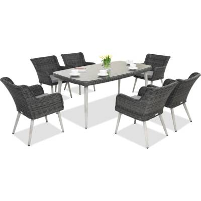 Garden Point Ексклузивен техноратанов комплект за трапезария Cordoba антрацит на Garden Point за 6 души (GAP059)