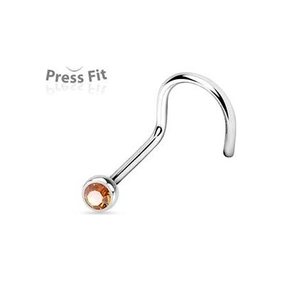 Šperky4U zahnutý piercing do nosu zirkon N1122T-020