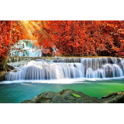 DIMEX ART Флизелинов фототапет водопад в есенна гора 375 x 250 см