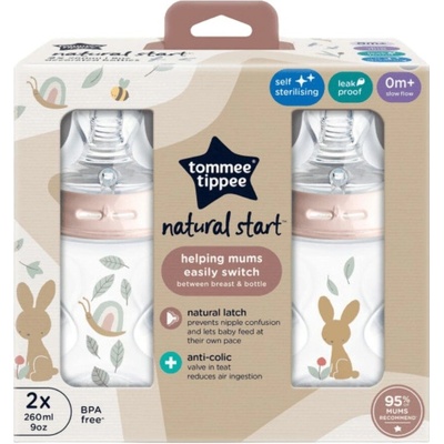Tommee Tippee Kojenecká láhev C2N růžová 2ks 260ml