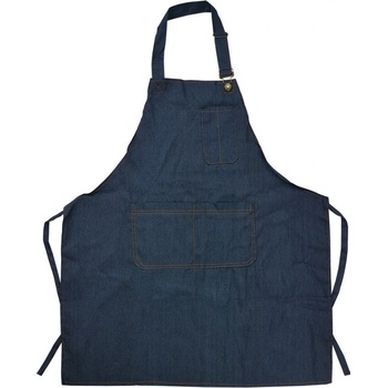 Clayre & Eef Tmavě modrá džínová kuchyňská zástěra 77x68 cm