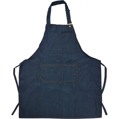 Clayre & Eef Tmavě modrá džínová kuchyňská zástěra 77x68 cm