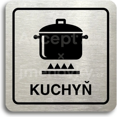 ACCEPT Piktogram kuchyň - stříbrná tabulka - černý tisk