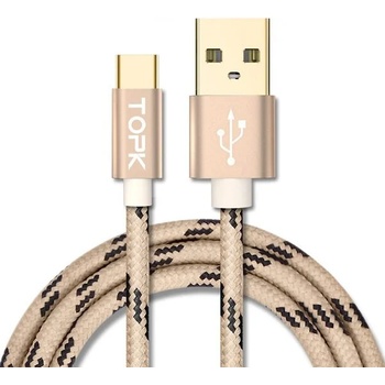 TOPK Захранващ кабел TOPK USB Type C, Дата кабел 18W 3A QC 3, 0, Златен (TOPK-AN09-GOLD)