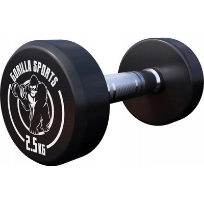 Gorilla Sports Potažené pogumované činky s pevnou váhou 1 x 2,5 kg