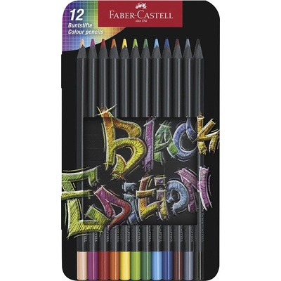 Faber-Castell Цветни моливи FABER-CASTELL Black Edition триъгълна метална кутия с черно тяло 12 броя FC116413 (FC116413)