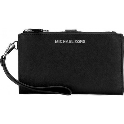 Michael Kors peněženka wristlet saffiano leather double zip černá silver