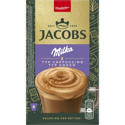 Jacobs Cappuccino s príchuťou Milka čokolády 8 x 15,8 g