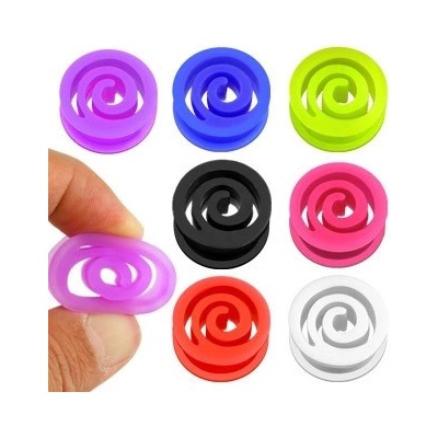 Šperky eshop plug do ucha spirála z flexibilního materiálu různé barvy C31.2 červená