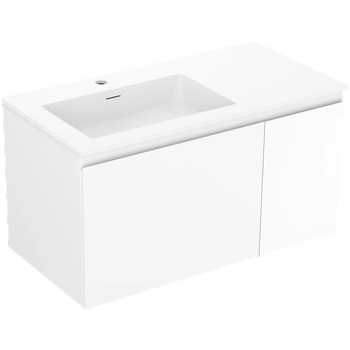 Mexen Orio шкаф за баня 90 см с мивка Otis лява, 1S, 1D, бяла мат - 91A13-09047-3-BBFF01-W18L01 (91A13-09047-3-BBFF01-W18L01)