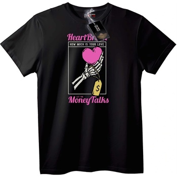 NOONEBRAND Тениска HeartBreak Парите Говорят - 5XL, White