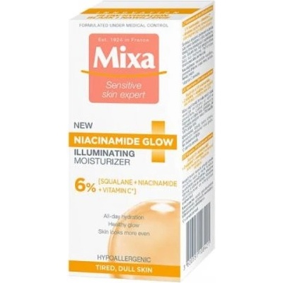 Mixa Niacinamide Glow Illuminating - Хидратиращ тониращ крем за лице за уморена кожа 50мл