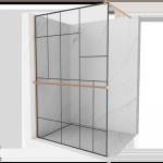 Mexen Kioto+ душ панел с рафт Walk-in 70 x 200 cm, черен дизайн, четкан мед - 800-070-121-65-78 (800-070-121-65-78)