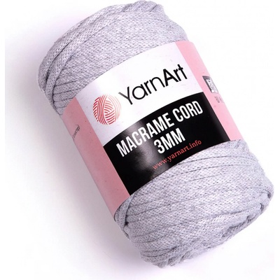 Pletací / háčkovací příze YarnArt MACRAME CORD 3mm 756 světle šedá, žíhaná 250g/85m