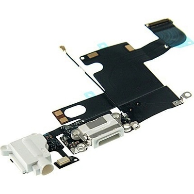 AppleMix Napájací a dátový konektor s flex káblom + audio jack konektor + GSM anténa + mikrofón pre Apple iPhone 6 - biely - kvalita A+