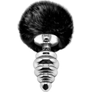 Live Релефен разширител с черна опашка Fluffy Twist Plug L