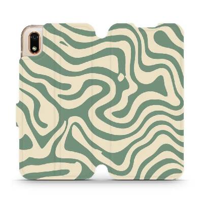 Flipové pouzdro Mobiwear - Huawei Y5 2019 / Honor 8S - VA57S Zelené a béžové zkrouceniny (Knížkové flip pouzdro, obal, kryt na mobil Huawei Y5 2019 / Honor 8S - VA57S Zelené a béžové zkrouceniny, mate
