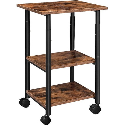 Hoobro Помощна маса с колелца и корекция на височината черно / кафяво рустик