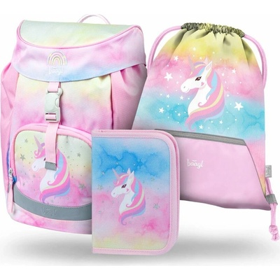 Detská školská sada BAAGL Airy Rainbow Unicorn ružová