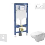 Geberit Duofix - Комплект от предстена инсталация, тоалетна чиния и седалка Duravit D-Code, бутони Sigma20, Rimless, SoftClose, бял/лъскав хром SANI11CP3102 (SANI11CP3102)