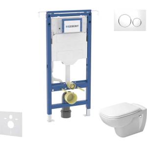 Geberit Duofix - Комплект от предстена инсталация, тоалетна чиния и седалка Duravit D-Code, бутони Sigma20, Rimless, SoftClose, бял/лъскав хром SANI11CP3102 (SANI11CP3102)