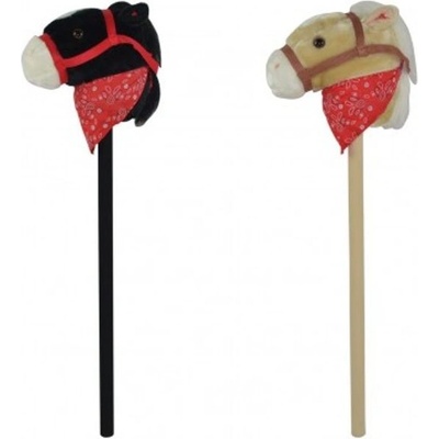 Teddies Kůň na tyči plyš 80cm na baterie se zvukem černý v sáčku