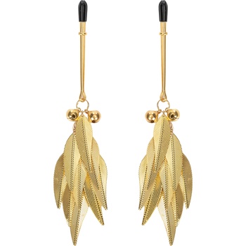 Rimba Bondage Play Nipple Clamps with Feathers Gold