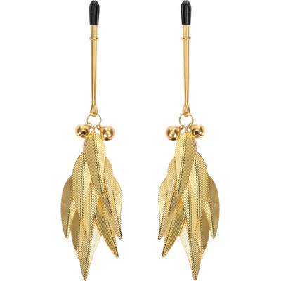 Rimba Bondage Play Nipple Clamps with Feathers Gold