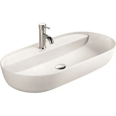 Inter Ceramic Мивка за баня ICB 882, монтаж върху плот, порцелан, бял, 80x40x13см (882)