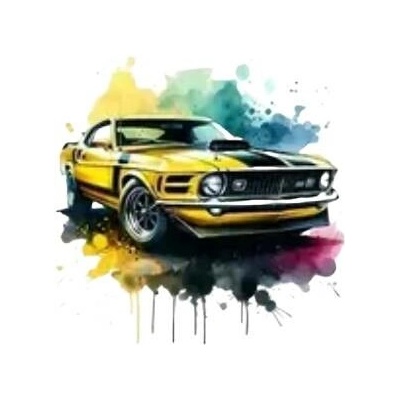 Nažehlovací obrázek - americké auto žluté (10,0 x 9,9 cm)