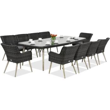 Garden Point Ексклузивен трапезен комплект с голяма маса Cordoba за 10 човека Garden Point антрацит (GAP059SD-10)