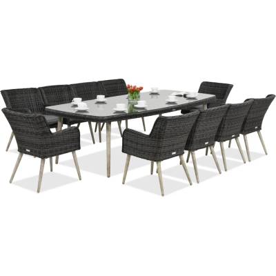 Garden Point Ексклузивен трапезен комплект с голяма маса Cordoba за 10 човека Garden Point антрацит (GAP059SD-10)