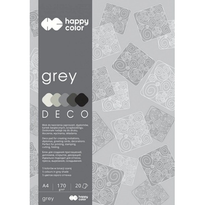Happy Color Blok Deco Grey A4 170g 20 listů 5 barev šedé odstíny HA 3717 2030 082