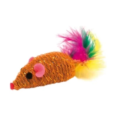 Ferplast Cat toy mouse- Забавна котешка играчка - мишка с пера, 8 x 4 x 4 см