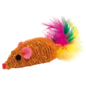 Ferplast Cat toy mouse- Забавна котешка играчка - мишка с пера, 8 x 4 x 4 см