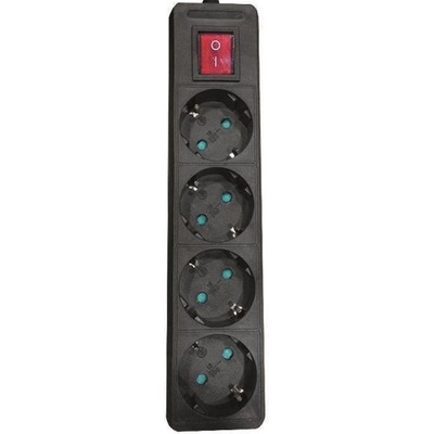 EUROLAMP Разклонител EUROLAMP SA - 10199, 4 гнезда, 2m, черен (147-62074)